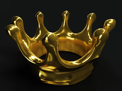 Shiny Golden Crown Decorative Ornament Set For Home Tabletop Decor 3d model