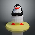 Low Poly Penguin With Black White Body Orange Beak Feet Standing On Yellow Circular Base
