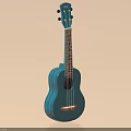 Elegant Blue Wooden Ukulele Musical Instrument with Classic Design and Smooth Craftsmanship