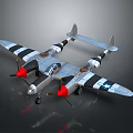 Vintage Military Aircraft Weapon with Twin Propellers Black and White Stripes and Star Insignia