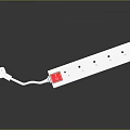 White Power Strip With Multiple Outlets Red Switch And Connected Plug