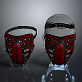 Red Leather Fashion Masks With Metal Studs And Black Straps Design