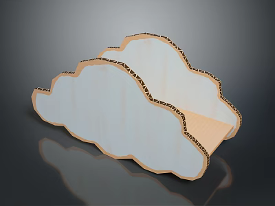 Cloud Shaped Wooden Decorative Shelf With Light Colored Surface And Edge Details 3d model