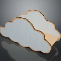 Cloud Shaped Wooden Decorative Shelf With Light Colored Surface And Edge Details 3d model