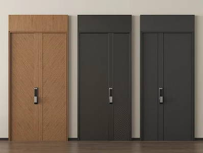 Modern security door swing door entry door fingerprint lock door 3d model