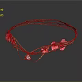 Elegant Decorative Ornament Set With Twig Like Design Pink Flowers And Clear Gemstone Pendant