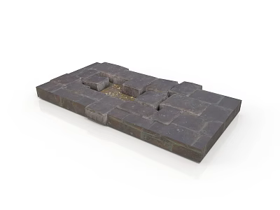 Modern Stone Tile Floor Design With Interlocking Pattern And Textured Surface 3d model