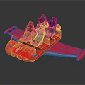 Modern Red Amusement Ride With Four Black Seats For Theme Parks