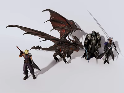 Action Collectible Dolls Dragon Robot and Sword Wielding Figure with Wings Mechanical Design and Weapons 3d model