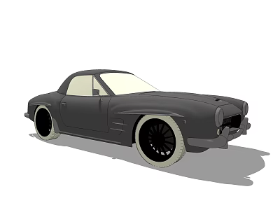 Black Vintage Two Door Car With Large Wheels And Sleek Design 3d model