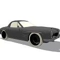 Black Vintage Two Door Car With Large Wheels And Sleek Design