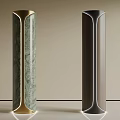 Modern Decorative Columns With Gold And Dark Frames Marble And Wooden Textures 3d model