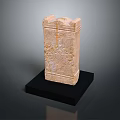 Light Colored Stone Artifact Placed On Black Base With Carved Patterns 3d model