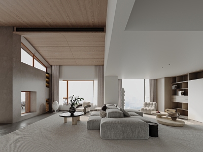 Modern Minimalist Villa Living Room Pick-up Empty Villa Living Room Duplex Living Room model