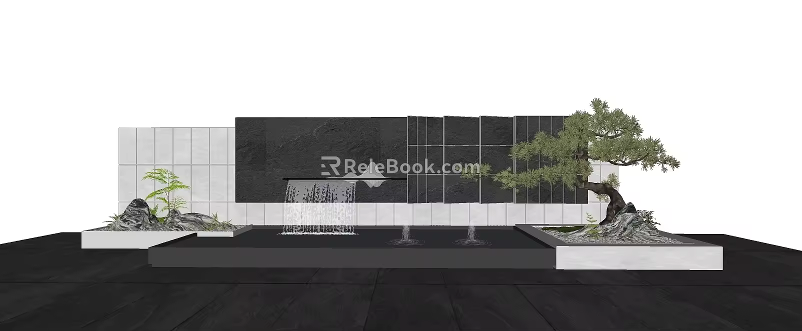 flowing water view wall 3d model