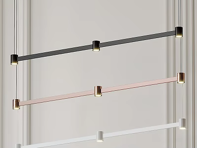 Modern Linear Pendant Lights With Black Rose Gold And White Minimalist Design 3d model