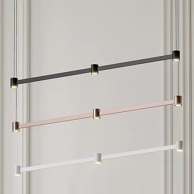 Modern Linear Pendant Lights With Black Rose Gold And White Minimalist Design 3d model