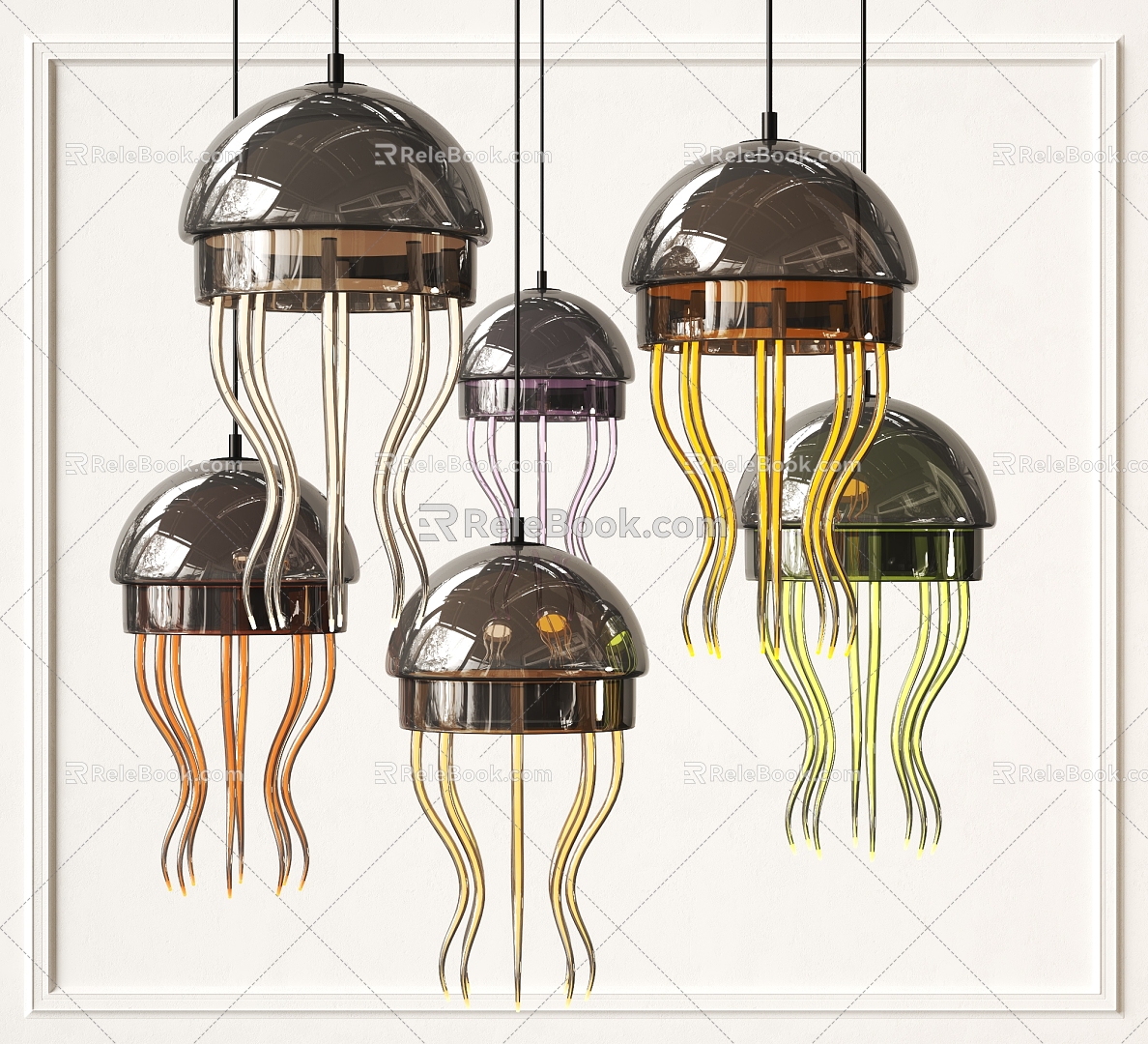 Modern Jellyfish Chandelier 3d model