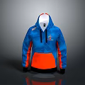 Blue And Orange Zip Up Hoodie With Geometric Pattern For Casual Wear