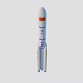White Space Rocket Model With Orange And Blue Stripes And CNSA Logo