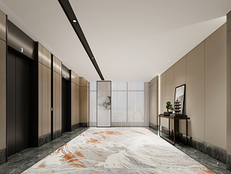 Modern Elevator Hall Hotel Elevator Hall 3d model