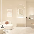Modern Luxury Cream Tone Beauty Salon Reception Area With Cozy Seats And Elegant Lighting