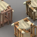 Handcrafted Wooden Frame Structures With Fabric Covers And Rope Details 3d model