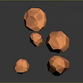 Orange Polyhedral Stones with Geometric Angles on Black Smooth Surface and Reflections 3d model