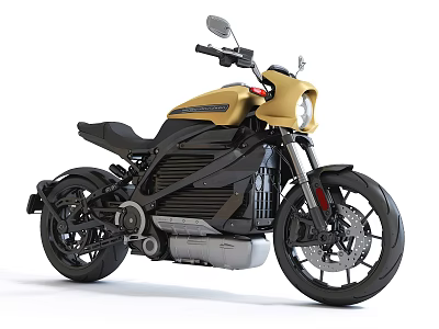 Modern Electric Motorcycle With Gold And Black Sleek Design Headlight And Wheels 3d model