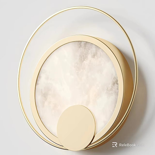 Elegant Modern Wall Lamp With Gold Circular Frame And Alabaster Shade 3d model 