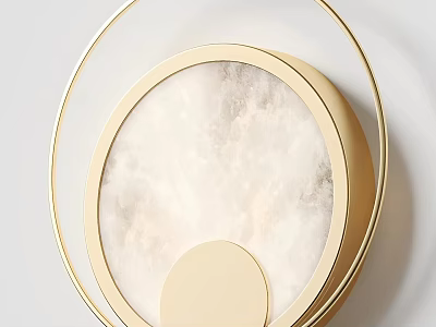 Elegant Modern Wall Lamp With Gold Circular Frame And Alabaster Shade 3d model