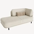 Modern Beige Fabric Chaise Lounge With Soft Cushion And Black Slim Legs
