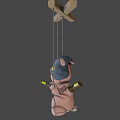 Game Movie Character Stitched Doll With Yellow Eyes Blue Half Face And Green Glowing Object
