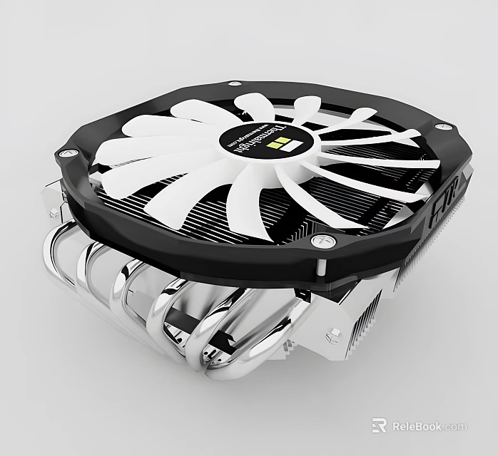 High Performance Computer CPU Cooler With White Fan And Metallic Heat Sink Structure 3d model 