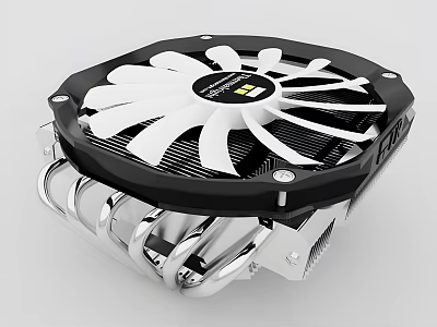 High Performance Computer CPU Cooler With White Fan And Metallic Heat Sink Structure 3d model