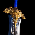 Ornate Sword With Black Scabbard Carved Patterns And Golden Hilt Eagle Decoration 3d model