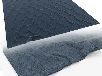 Modern Plush Dark Blue Square Rug With Wavy Textured Pattern Design 3d model