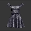 Shiny Glittery Women's Dress With Ruffled Shoulder Straps And Sparkling Fabric