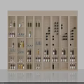 Modern Wine Cabinet With Multiple Shelves Wine Bottles Glasses And Lighting 3d model