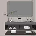 Modern Bathroom Cabinet With Mirror Sink Open Shelves Towels And Toiletries Storage