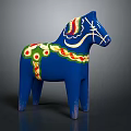 Blue Horse Doll With Colorful Decorative Patterns On Body And Intricate Details