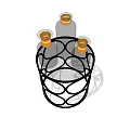 Black Circular Ring Design Side Table With Decorative Glass Bottles On Top 3d model
