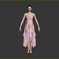 Stylish Pink Midi Dress with V Neck Ruffles and Flowy Silhouette