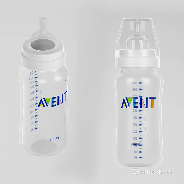 Avent Ceramic Baby Bottles With Transparent Body And Measurement Markings 3d model 