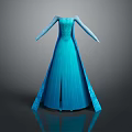 Elegant Blue Formal Gown with Long Sleeves and Pleated Flowing Design