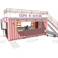 Pink Container Shop Cups N Cuties With Staircase And Ice Cream Cone Design