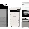 Various Office Appliances Including Multifunction Printers Copiers And Scanners In Different Sizes 3d model