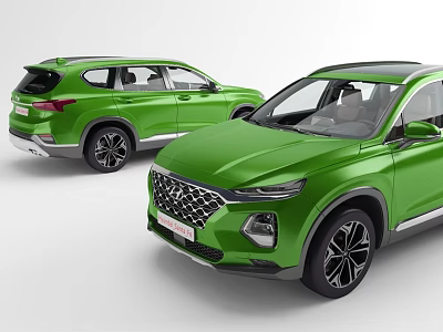 Two Green Modern SUVs With Sleek Exterior Design Front And Side View 3d model