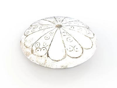 White Circular Decorative Sculpture Carving With Intricate Floral Patterns And Textures 3d model