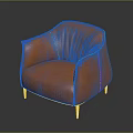 Orange Leather Armchair With Modern Design Black Legs And Stitching Details